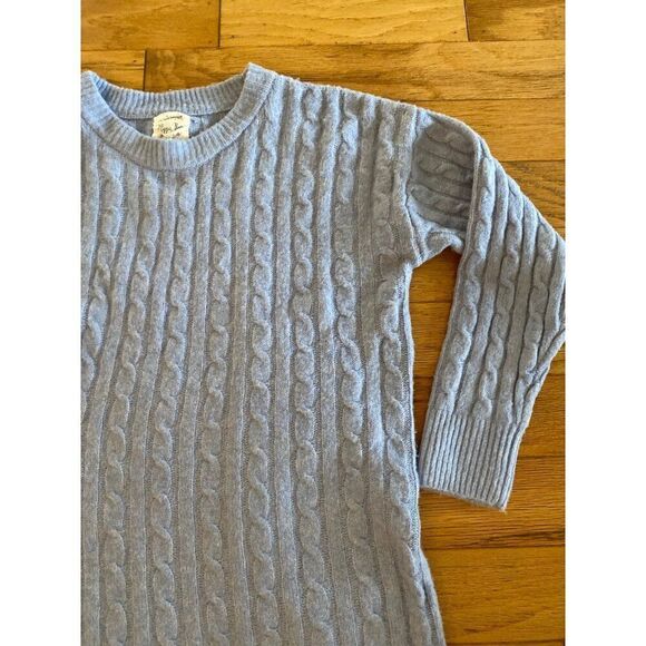 NWT Hippie Rose Women's blue crochet knit crew neck long sleeve sweater sz Small - Picture 3 of 8